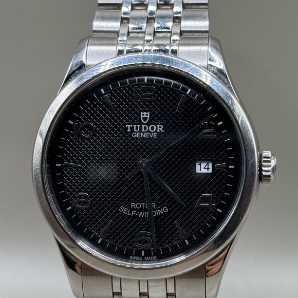 Tudor Silver and Black Dial Watch